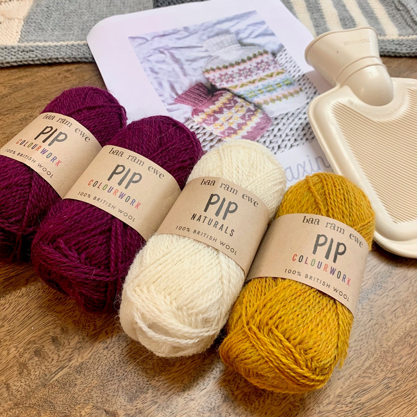 Maxine Hot Water Bottle Cover Yarn Bundle is available to purchase from The Knit Lounge UK knit shop