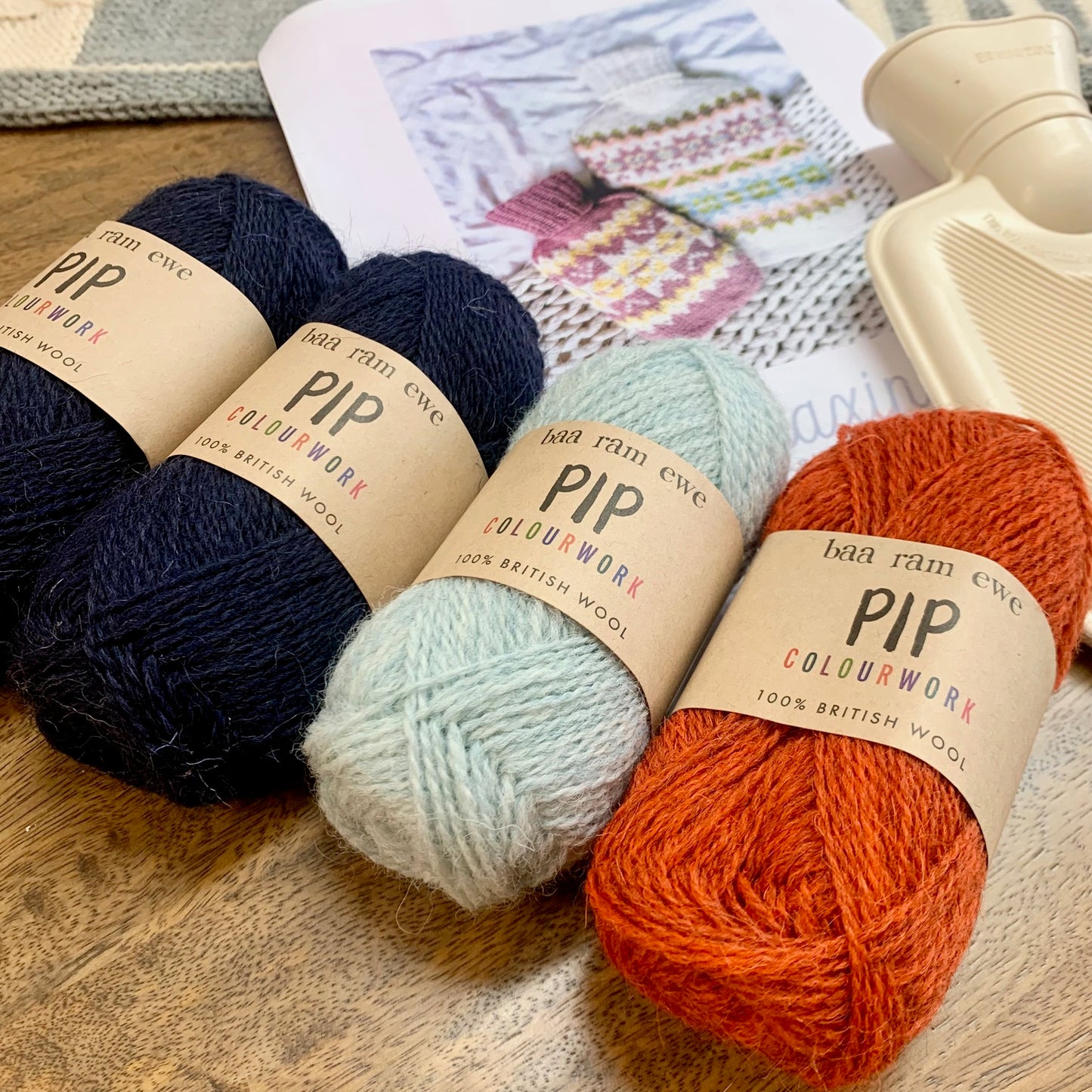 Maxine Hot Water Bottle Cover Yarn Bundle is available to purchase from The Knit Lounge UK knit shop