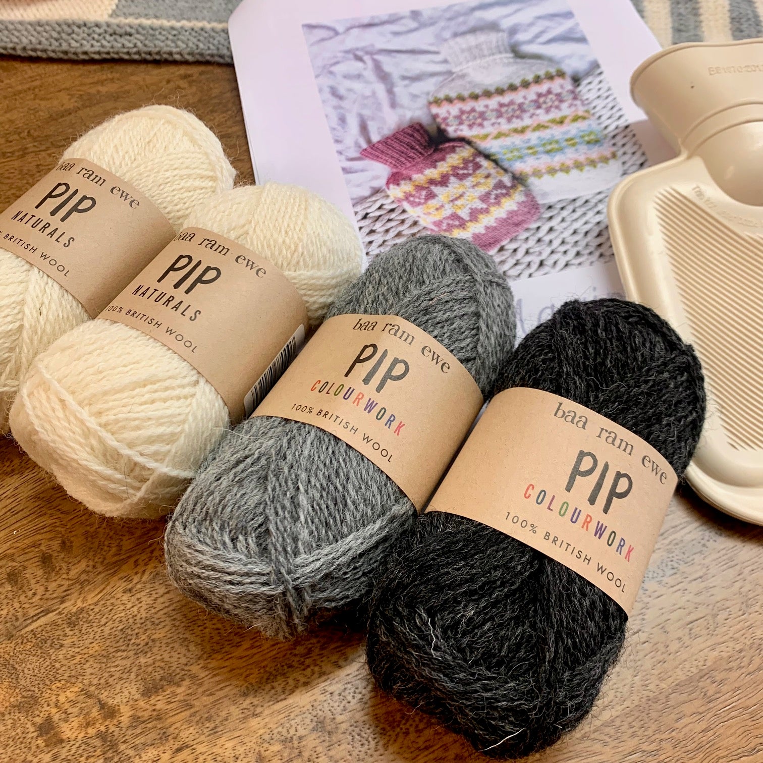 Maxine Hot Water Bottle Cover Yarn Bundle is available to purchase from The Knit Lounge UK knit shop