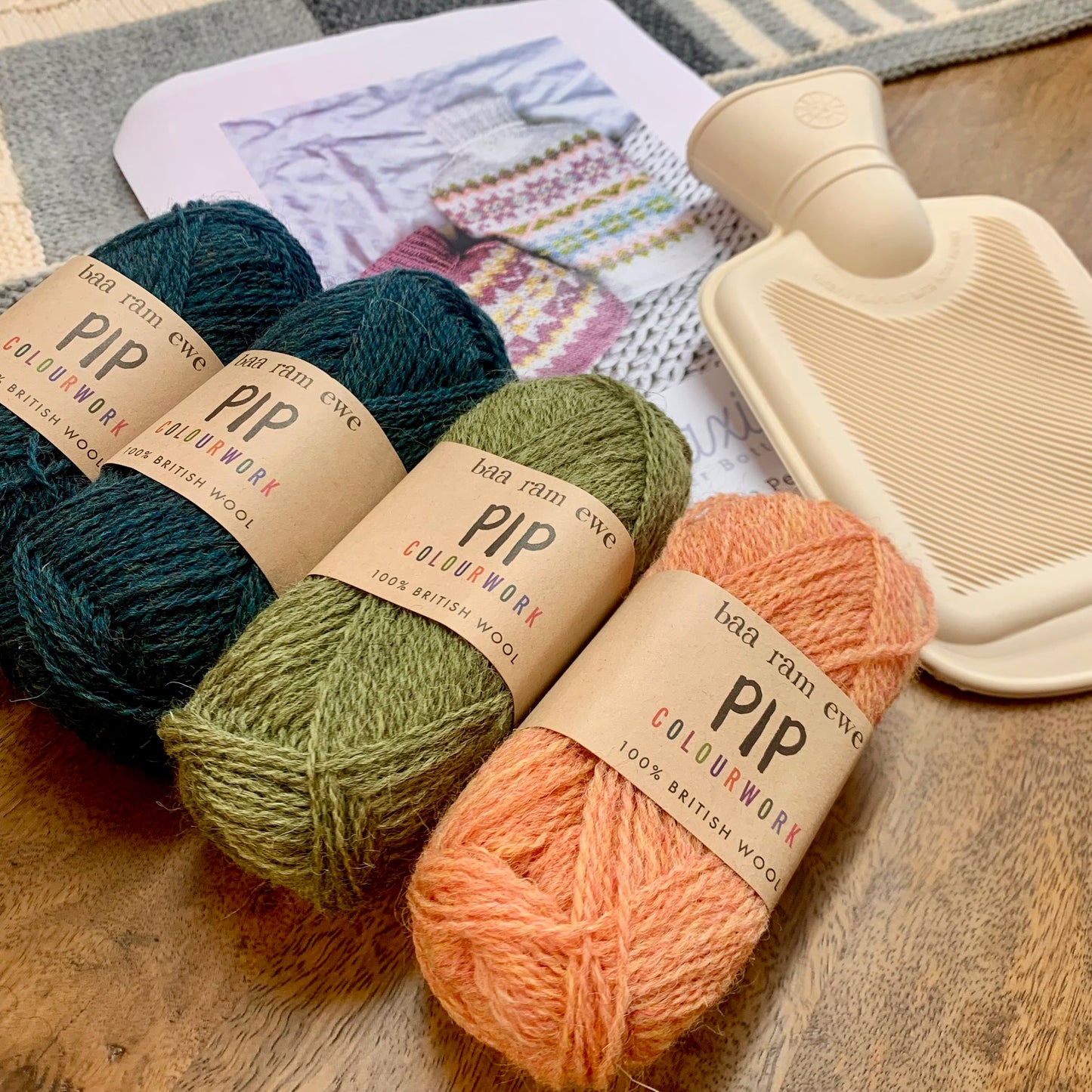 Maxine Hot Water Bottle Cover Yarn Bundle is available to purchase from The Knit Lounge UK knit shop