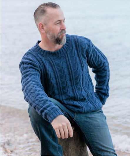 Mens Cotton Cable Sweater - 3012 is available to purchase from The Knit Lounge UK knit shop
