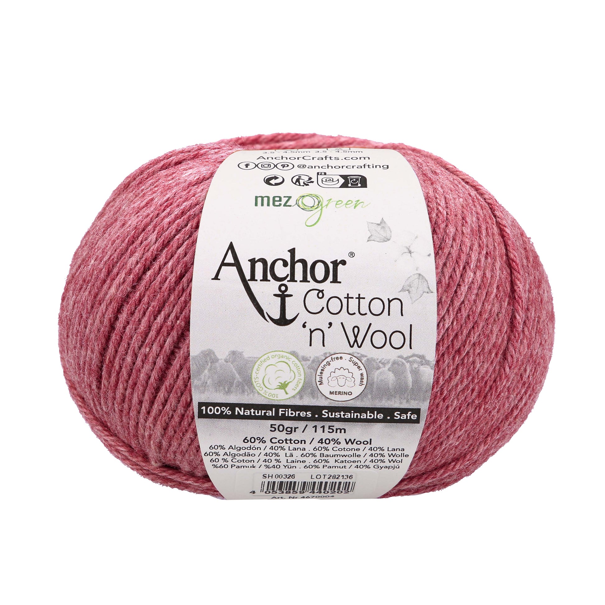 Anchor Cotton 'n' Wool 50g is available to purchase from The Knit Lounge UK knit shop