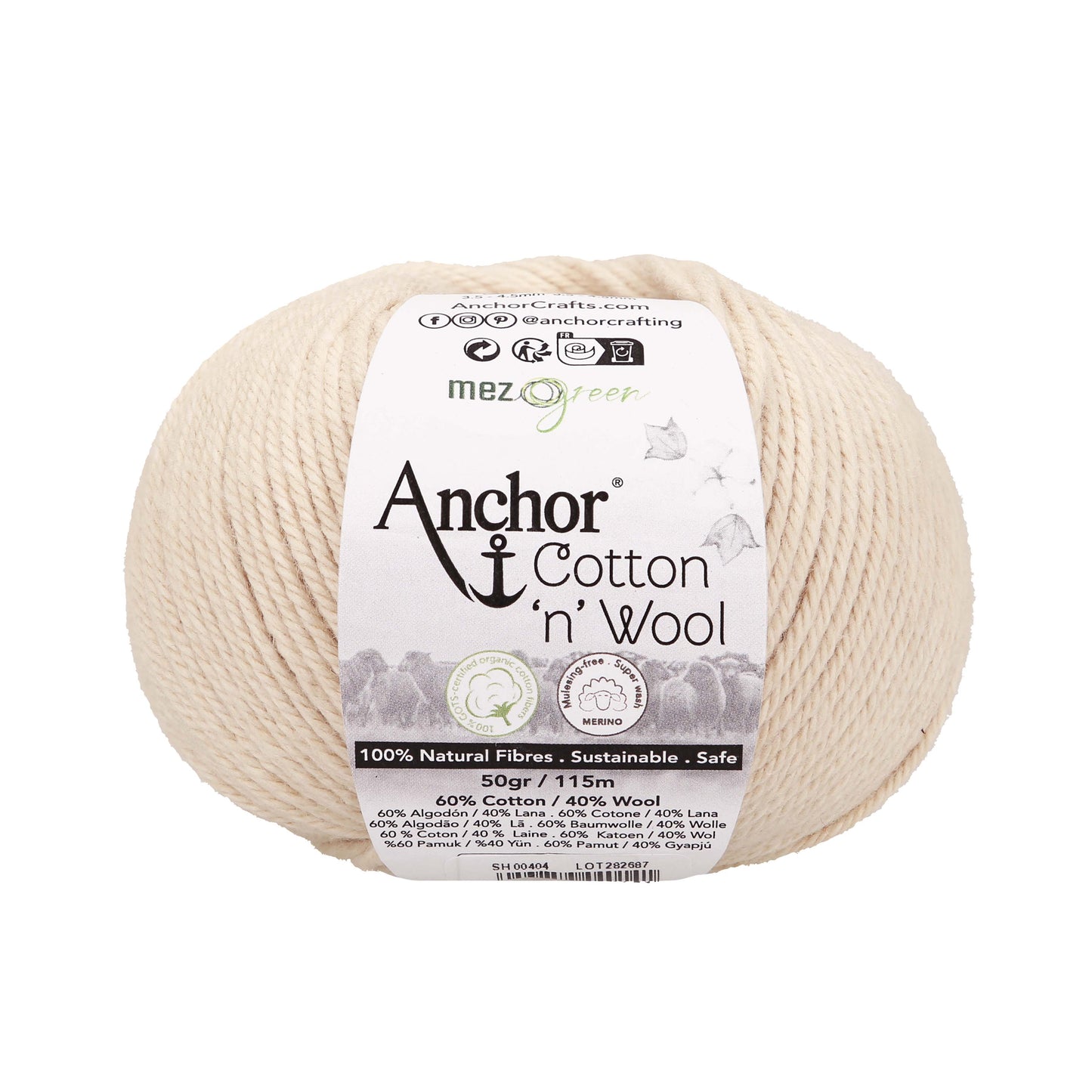 Anchor Cotton 'n' Wool 50g is available to purchase from The Knit Lounge UK knit shop