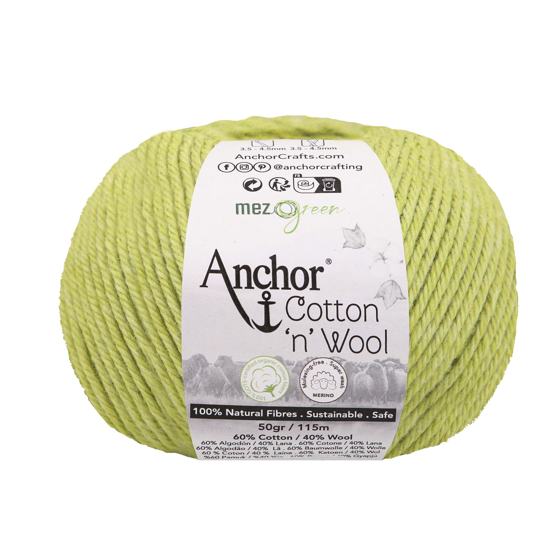 Anchor Cotton 'n' Wool 50g is available to purchase from The Knit Lounge UK knit shop