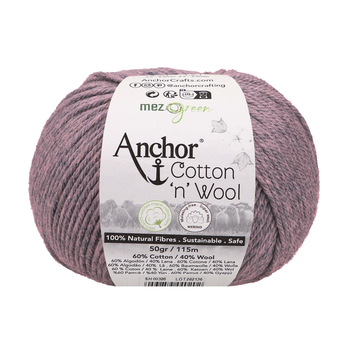 Anchor Cotton 'n' Wool 50g is available to purchase from The Knit Lounge UK knit shop
