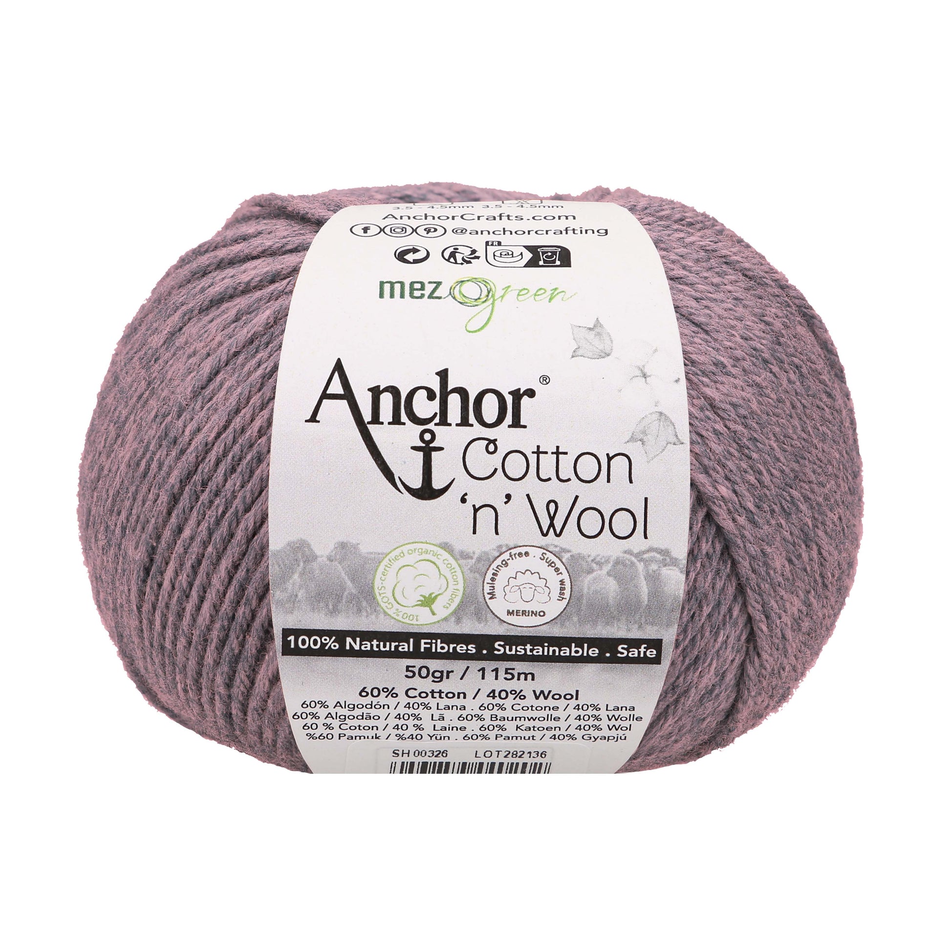 Anchor Cotton 'n' Wool 50g is available to purchase from The Knit Lounge UK knit shop
