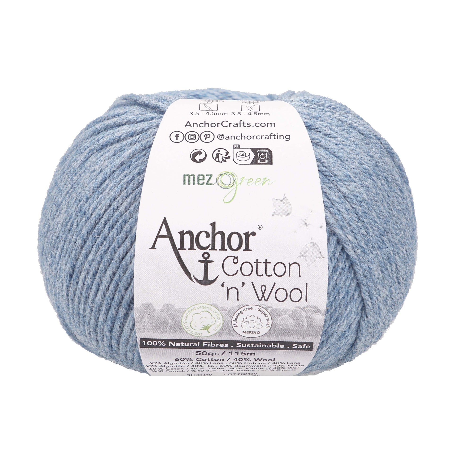 Anchor Cotton 'n' Wool 50g is available to purchase from The Knit Lounge UK knit shop