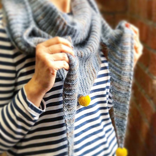 Pom Pidou Shawl Kit is available to purchase from The Knit Lounge UK knit shop
