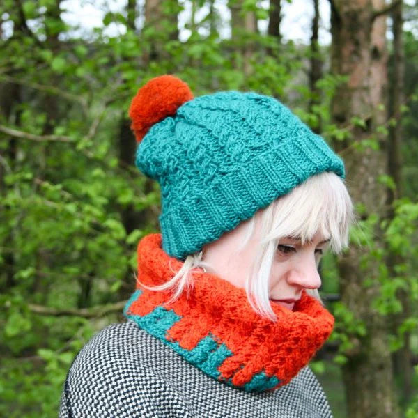 Baa Ram Ewe Knitting Pattern - Lymington Hat and Snood is available to purchase from The Knit Lounge UK knit shop