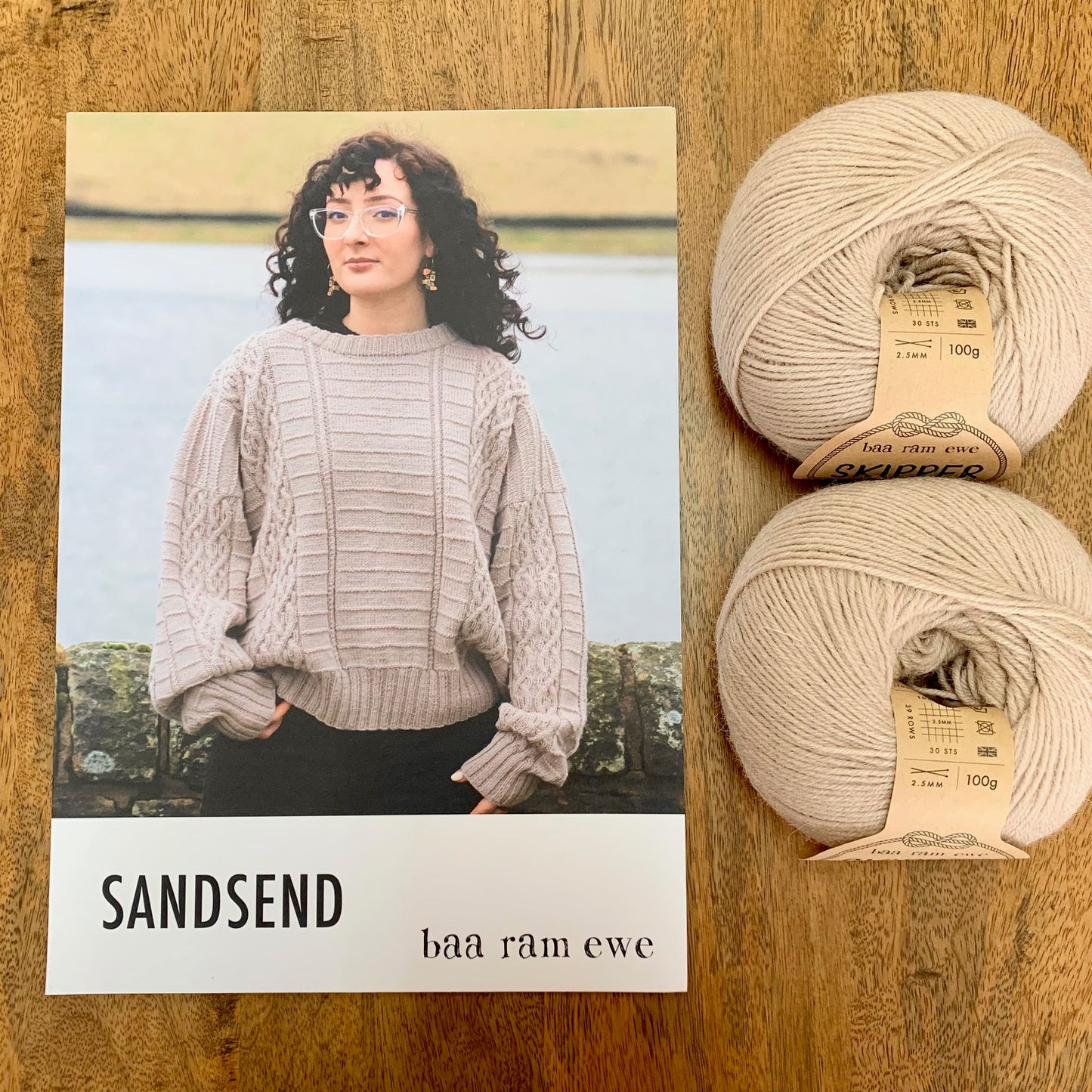 Baa Ram Ewe Knitting Pattern - Sandsend Guernsey is available to purchase from The Knit Lounge UK knit shop