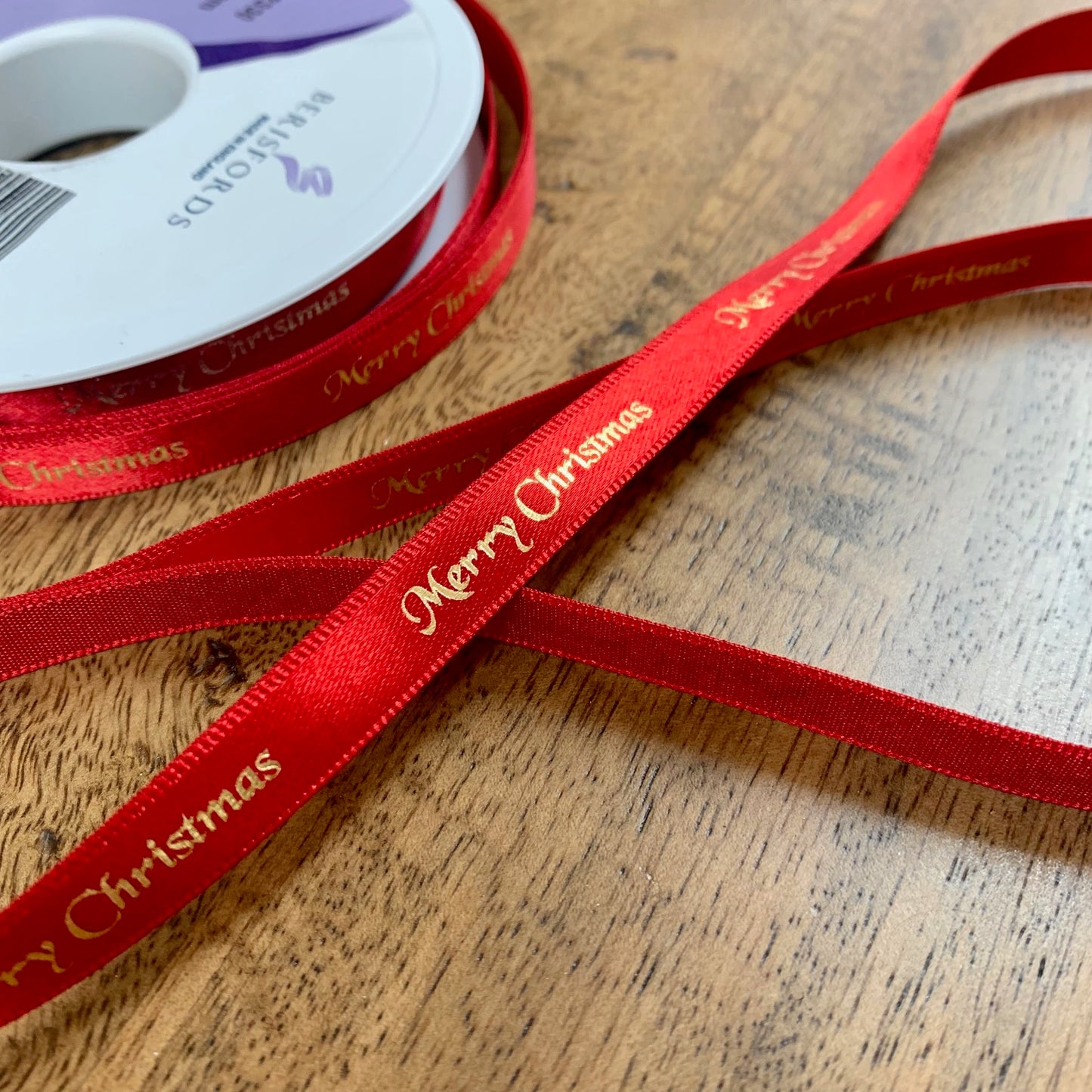 Berisfords Merry Christmas Ribbon 10mm is available to purchase from The Knit Lounge UK knit shop