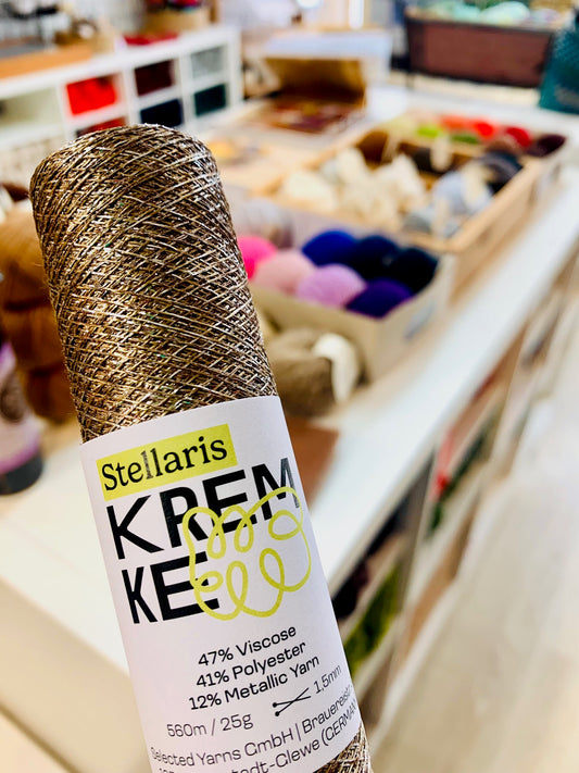 Kremke Stellaris 25g laceweight carry along sparkly yarn available at The Knit Lounge UK yarn shop.