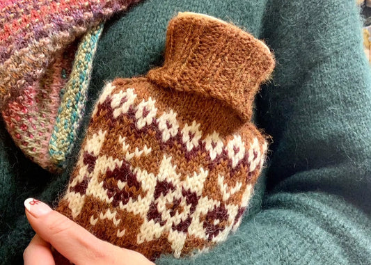 Maxine Hot Water Bottle Cover Yarn Bundle is available to purchase from The Knit Lounge UK knit shop