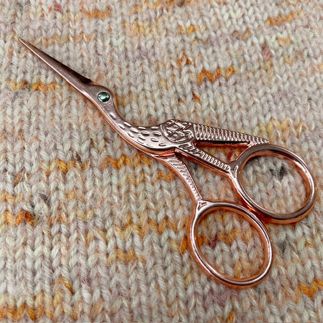 Milward Rose Gold Stork Scissors is available to purchase from The Knit Lounge UK knit shop