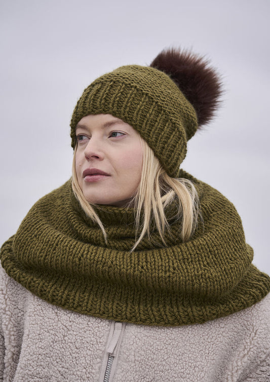 Mode at Rowan Salle Snood and Highoak Hat Pattern is available to purchase from The Knit Lounge UK knit shop