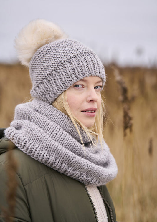 Mode at Rowan Salle Snood and Highoak Hat Pattern is available to purchase from The Knit Lounge UK knit shop