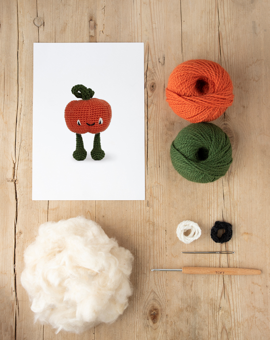 Munchkin Pumpkin Crochet Kit is available to purchase from The Knit Lounge UK knit shop