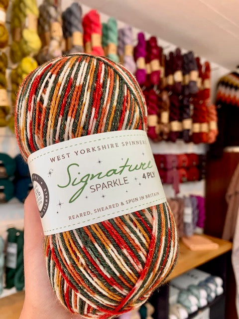 West Yorkshire Spinners Signature Sparkle 4ply 100g is available to purchase from The Knit Lounge UK knit shop