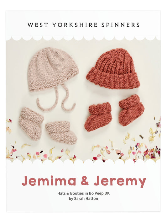 WYS Jemima & Jeremy Hats & Booties Knitting Pattern is available to purchase from The Knit Lounge UK knit shop
