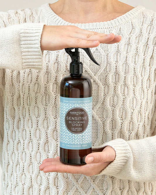Yarn Food Sensitive Blocking Spray from The Knit Lounge UK knitting wool shop.