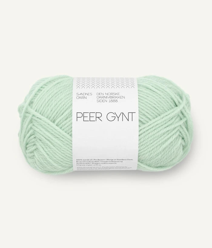 Peer Gynt by Sandnes Garn in shade 7911  Mint Green. Buy now from The Knit Lounge UK yarn shop.