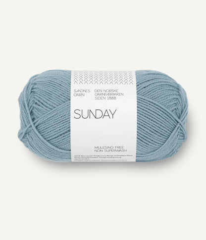 Sunday by Sandnes Garn in shade Ice Blue 6501 available at The Knit Lounge UK yarn shop.