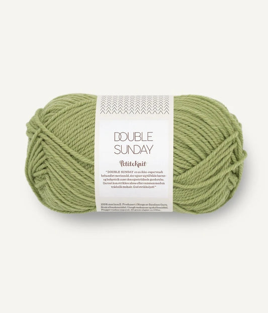 Double Sunday merino DK by Sandnes Garn in Petiteknit shade 9533 Green Tea. Available now at The Knit Lounge UK yarn shop.