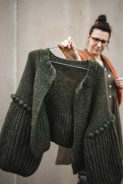 Grey Sheep Bobble Jacket Pattern is available to purchase from The Knit Lounge UK knit shop