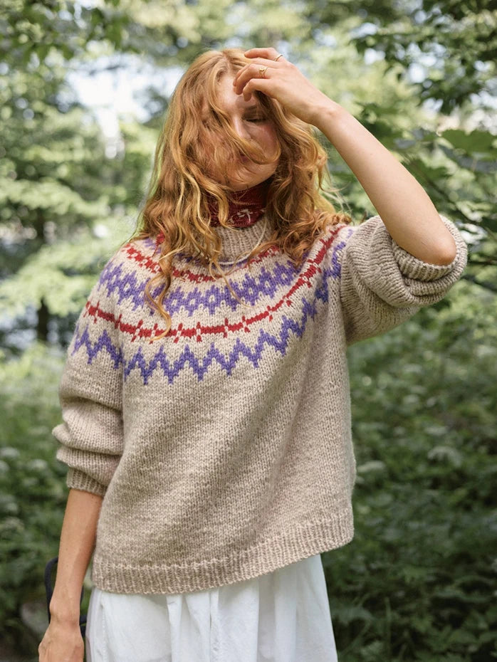Sandnes Garn Polar Light Ladies Sweater 2410_07 - Printed knitting Pattern from UK wool shop The Knit Lounge.