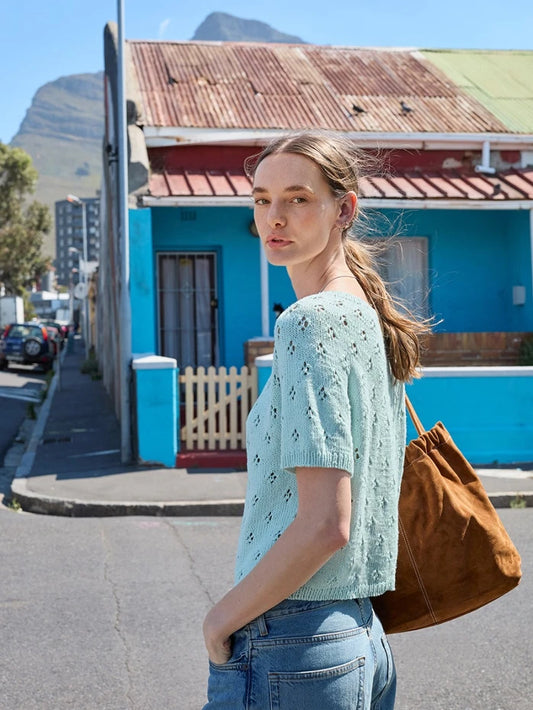 Sandnes Garn Elodie Tee printed knitting pattern. Buy now from The Knit Lounge UK yarn shop.