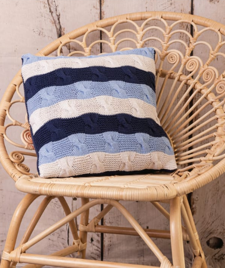 Scandi Style Cable Cushion- 3006 is available to purchase from The Knit Lounge UK knit shop