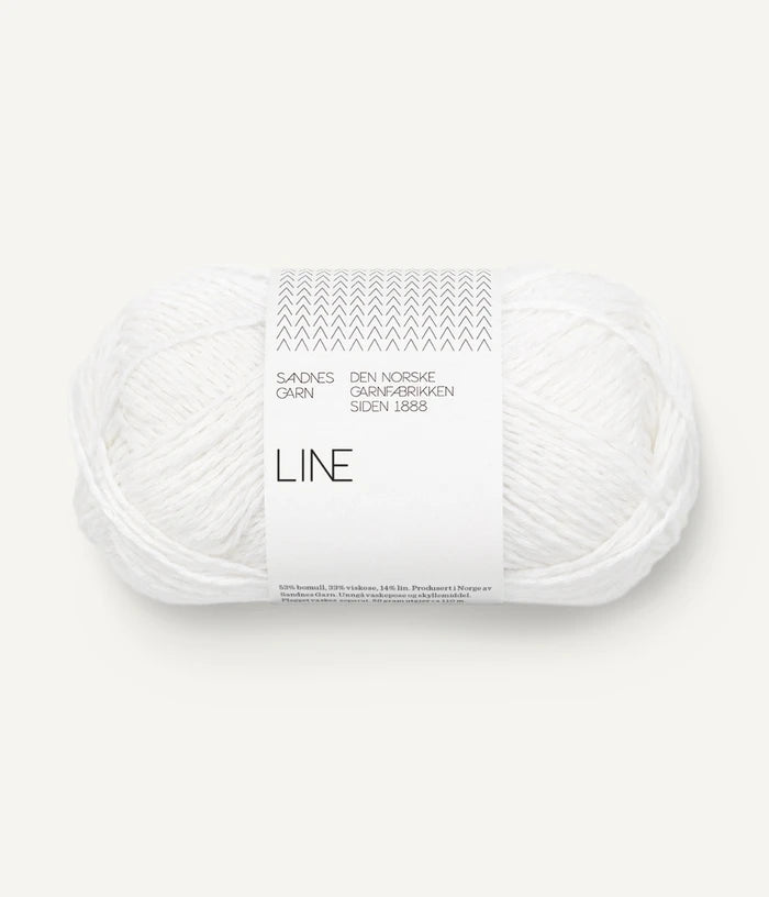 Sandnes Garn Line DK in Shade 1001 True White from The Knit Lounge UK wool shop.