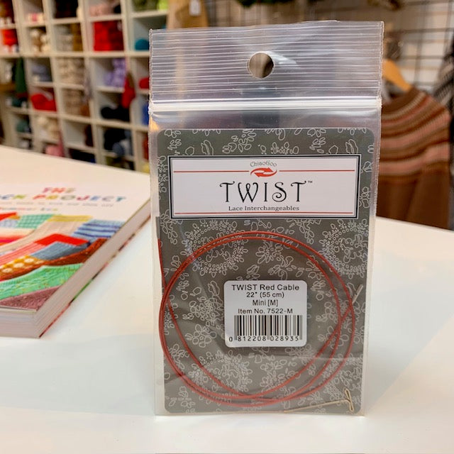 Chiaogoo TWIST red cable mini from The Knit Lounge UK knit shop.