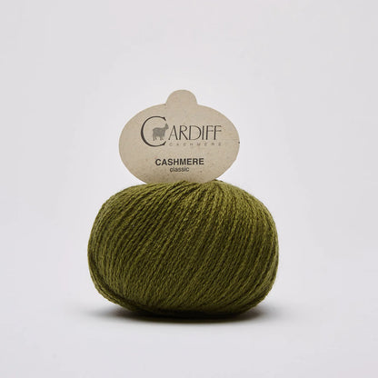 Cardiff Cashmere Classic in shade Jungle from UK knit shop The Knit Lounge.