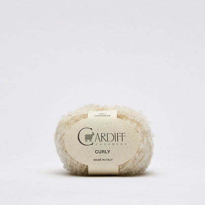 Cardiff Cashmere Curly boucle in shade White 101 from UK knit shop The Knit Lounge.