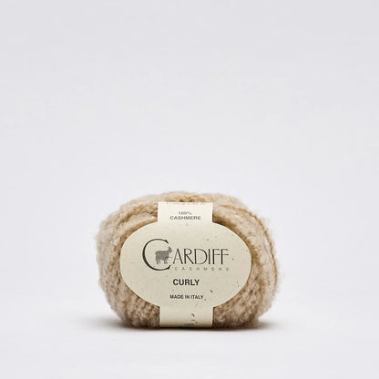 Cardiff Cashmere Curly boucle in shade Silver 102 from UK knit shop The Knit Lounge.