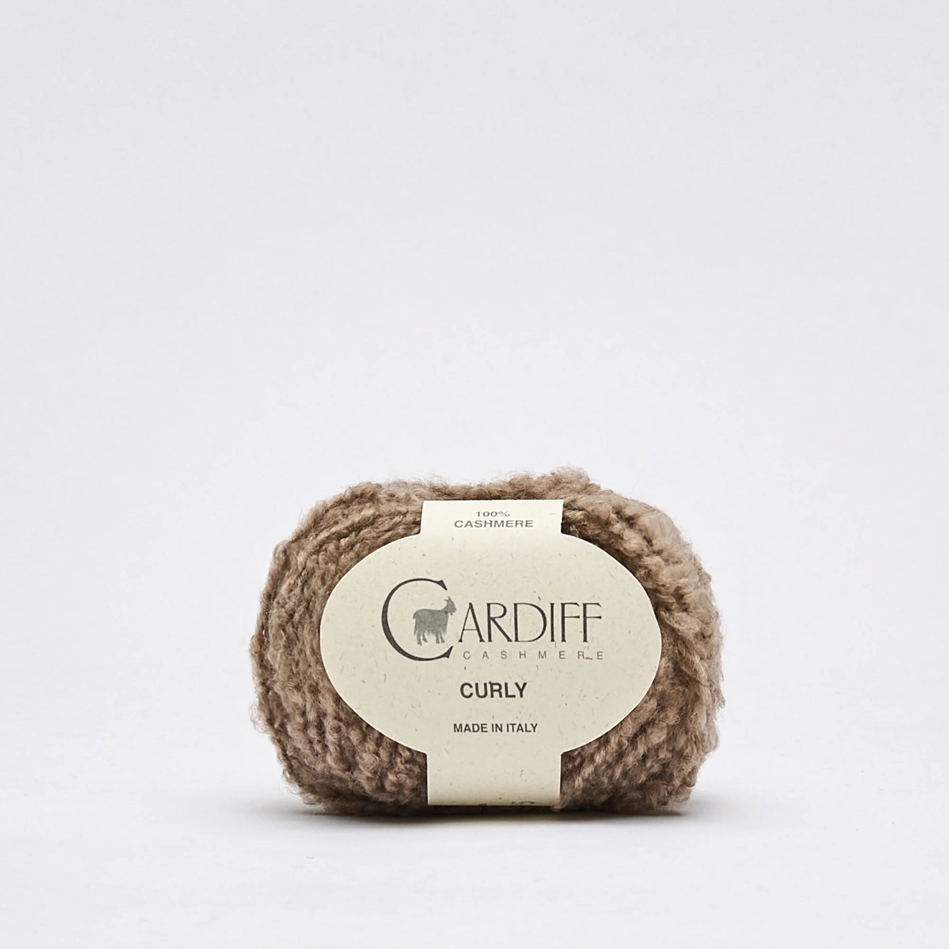 Cardiff Cashmere Curly boucle in shade Brown 103 from UK knit shop The Knit Lounge.