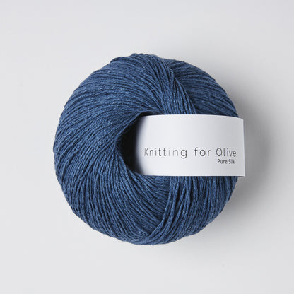 Knitting For Olive Pure Silk 50g in shade Blue Tit. Available for UK yarn shop The Knit Lounge.