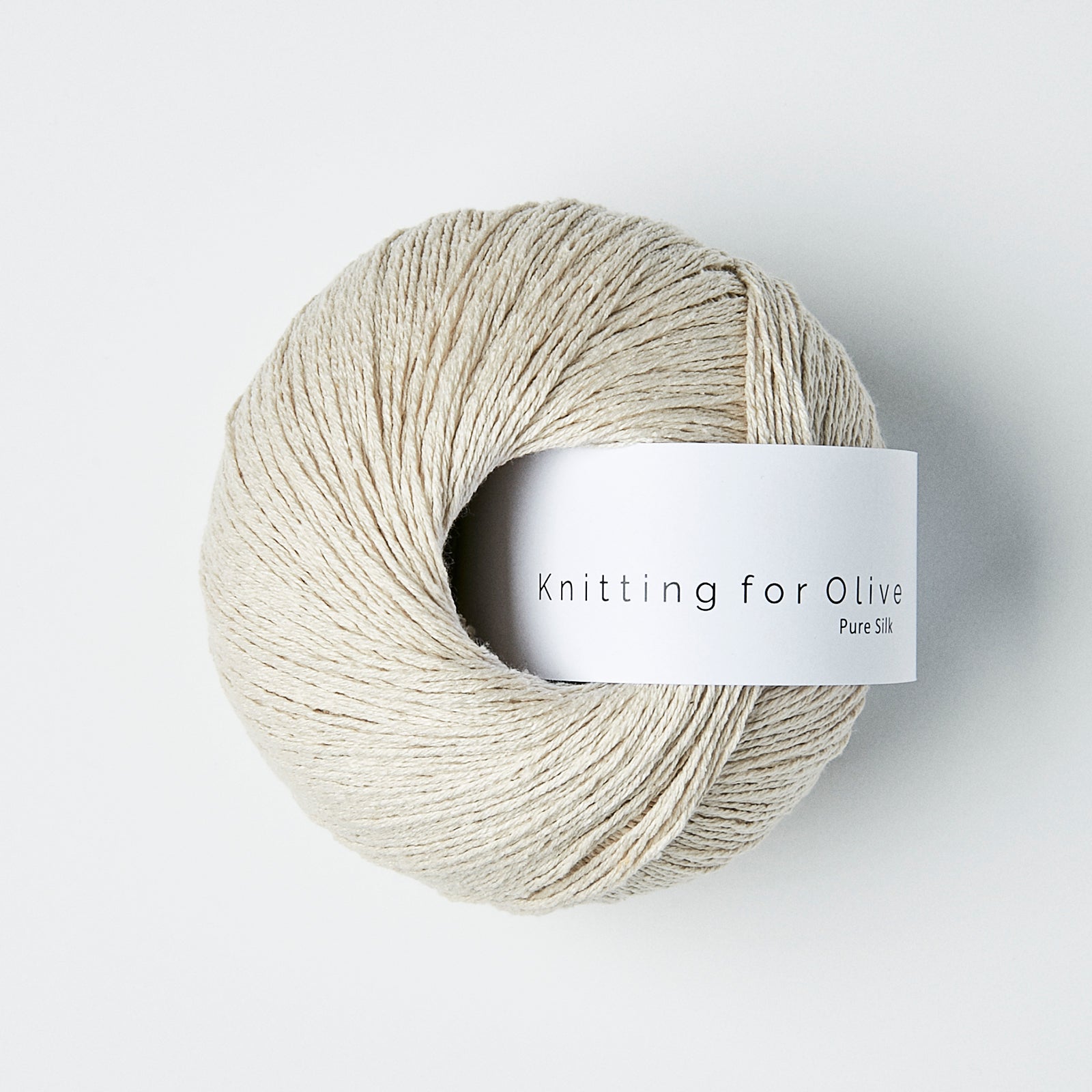 Knitting For Olive Pure Silk 50g in shade Putty. Available for UK yarn shop The Knit Lounge.