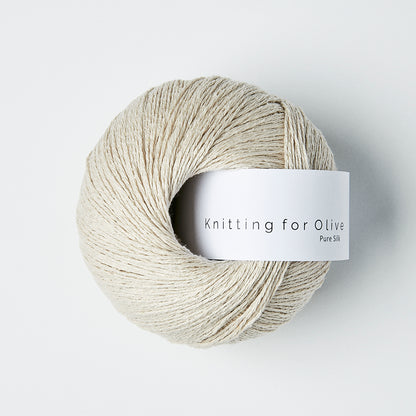 Knitting For Olive Pure Silk 50g in shade Putty. Available for UK yarn shop The Knit Lounge.