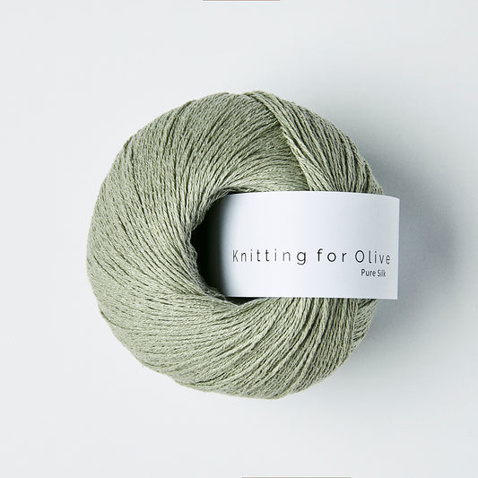 Knitting For Olive Pure Silk 50g in shade Dusty Artichoke. Available for UK yarn shop The Knit Lounge.