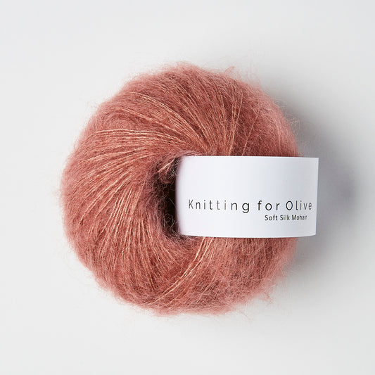 Knitting For Olive Soft Silk Mohair 25g in shade Plum Rose from UK yarn shop The Knit Lounge.