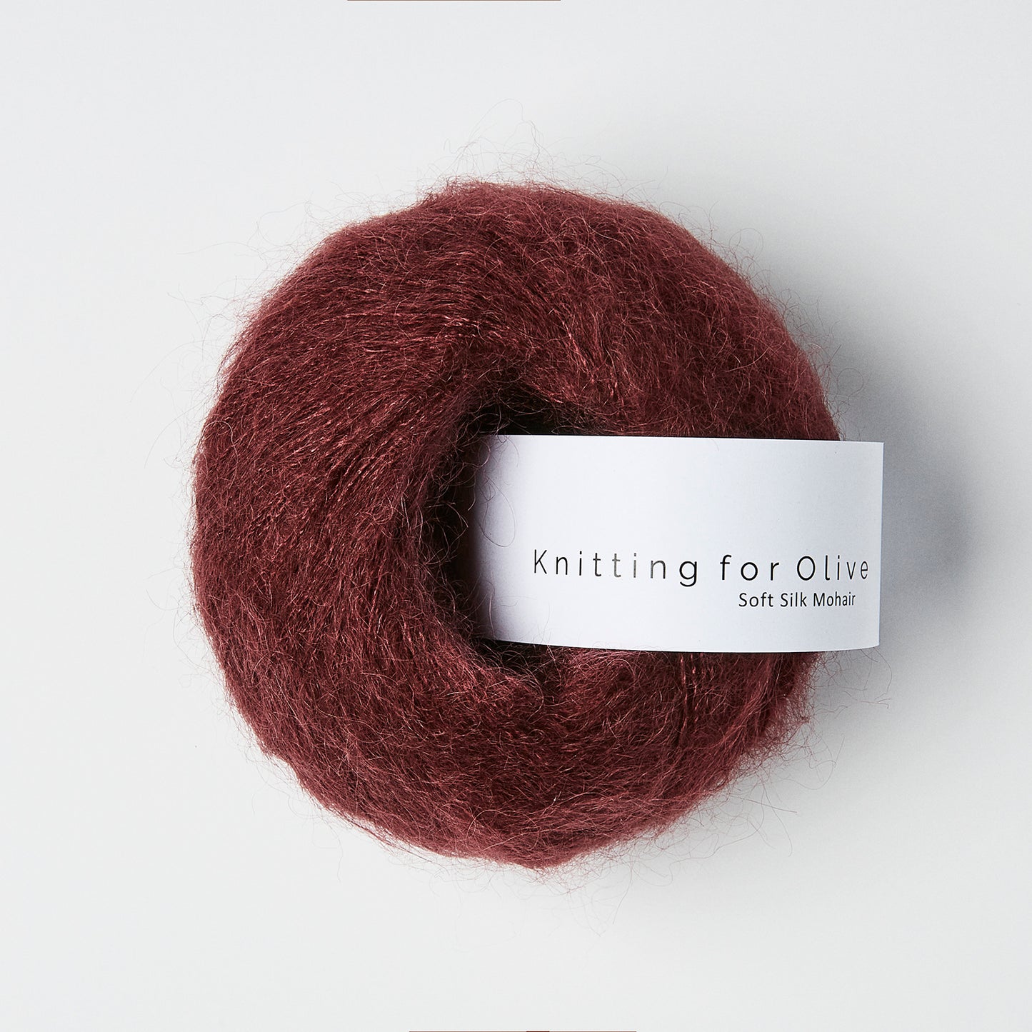 Knitting For Olive Soft Silk Mohair 25g in shade Bordeaux from UK yarn shop The Knit Lounge.