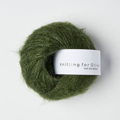 Knitting For Olive Soft Silk Mohair 25g in shade Bottle Green from UK yarn shop The Knit Lounge.