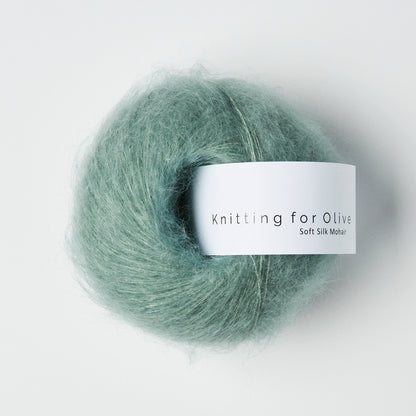 Knitting For Olive Soft Silk Mohair 25g in shade Dusty Aqua from UK yarn shop The Knit Lounge.