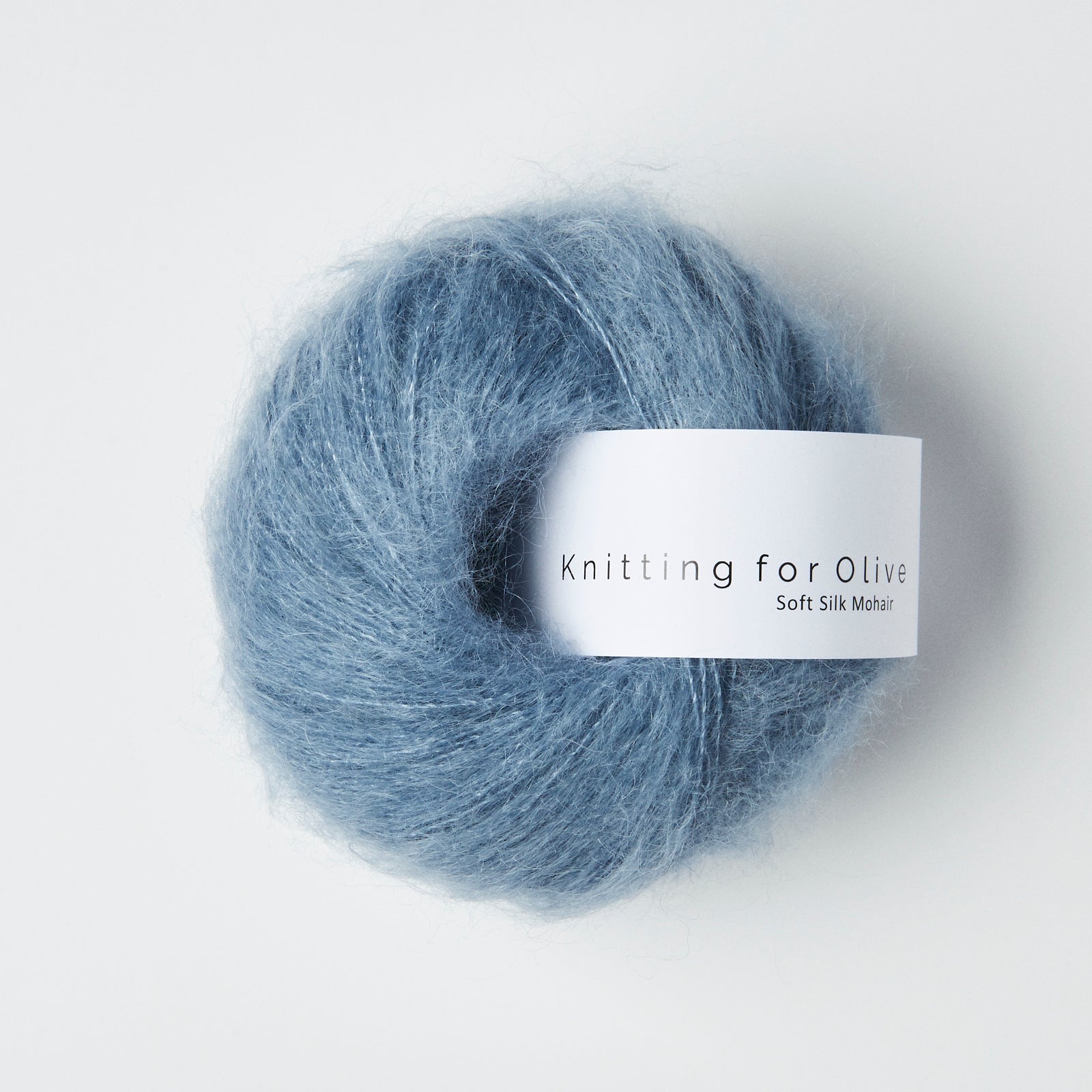 Knitting For Olive Soft Silk Mohair 25g in shade Dusty Dove Blue from UK yarn shop The Knit Lounge.