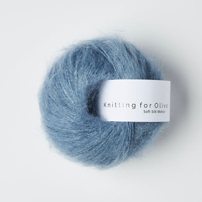 Knitting For Olive Soft Silk Mohair 25g in shade Dusty Dove Blue from UK yarn shop The Knit Lounge.