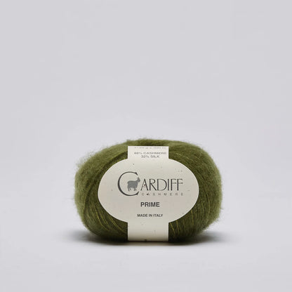 Cardiff Cashmere Prime cashmere & silk yarn in shade Jungle 180 available at The Knit Lounge UK yarn shop.
