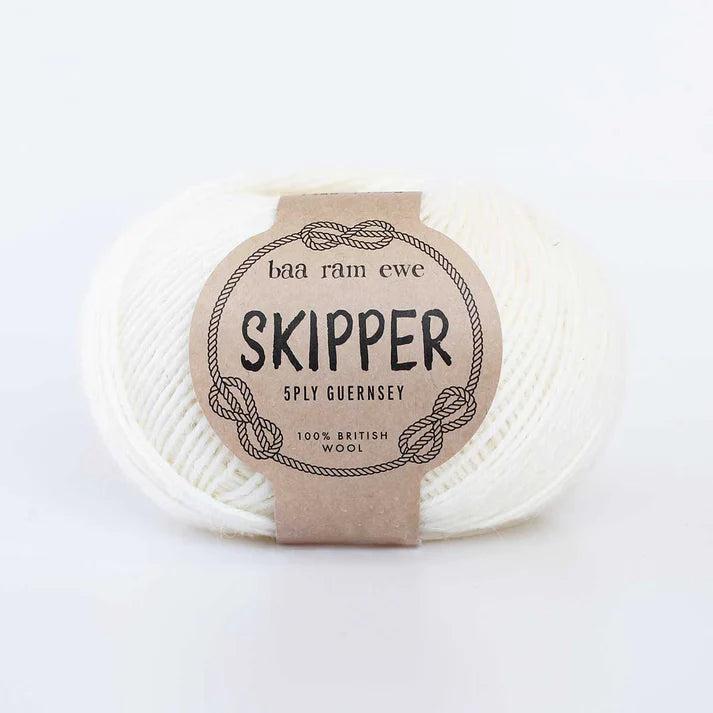 Baa Ram Ewe Skipper 5ply Guernsey in Dover Cream from The Knit Lounge.