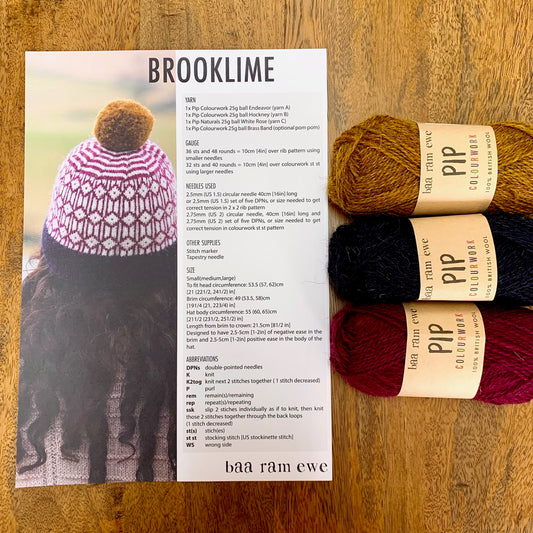 Baa Ram Ewe Brooklime Hat Knitting Pattern